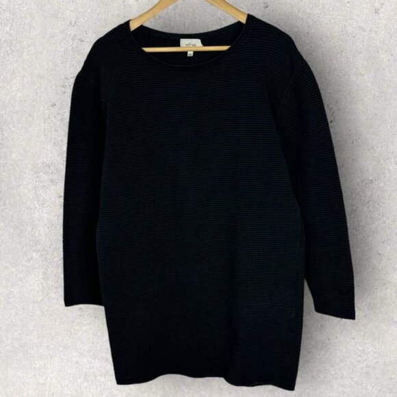 Aritzia Wilfred Cashmere Silk Black Ribbed Knit Sweater Dress Size Large Minimal - Picture 11 of 15